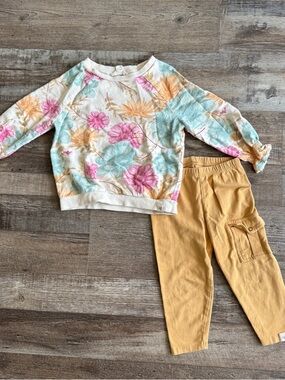 Burt's Bees Organic Cotton Floral Top with Cargo Bottoms Set